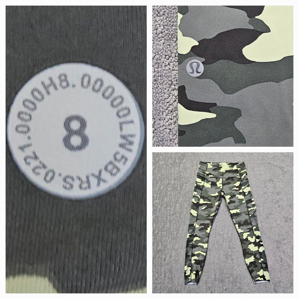 Lululemon‎ Fast Free Tight 23" Non Reflective Heritage Camo Green Size 8